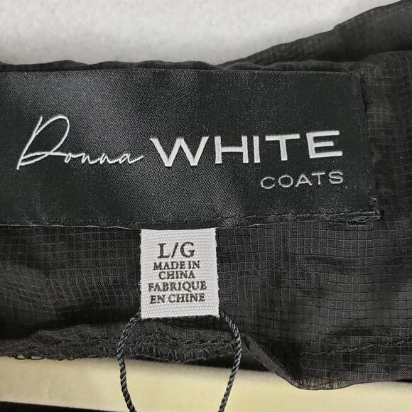 Donna White Women's L Semi‎ Sheer Nylon Overcoat Black Button Front Whimsigoth - Picture 5 of 16